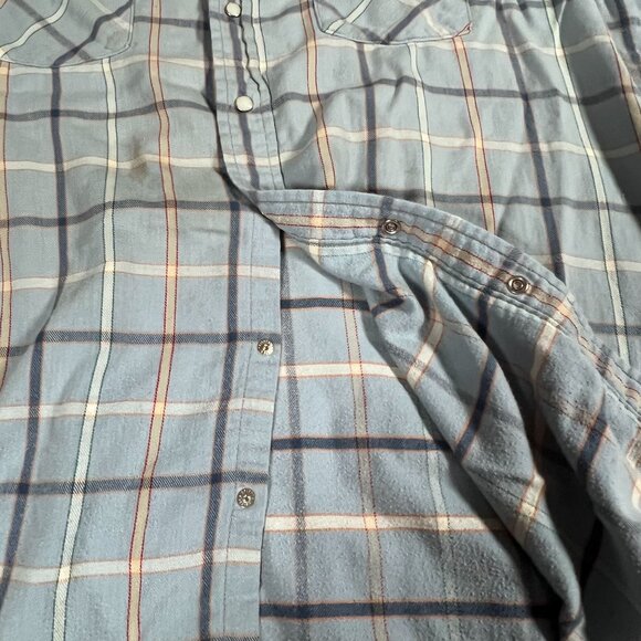 Lot of 3 Vintage Pearl Snap Button Ups Mens XL Plaid Distressed Holes Dakota - Picture 13 of 16